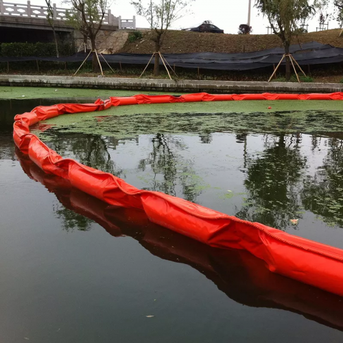PVC solid float oil spill containment boom with silt curtain